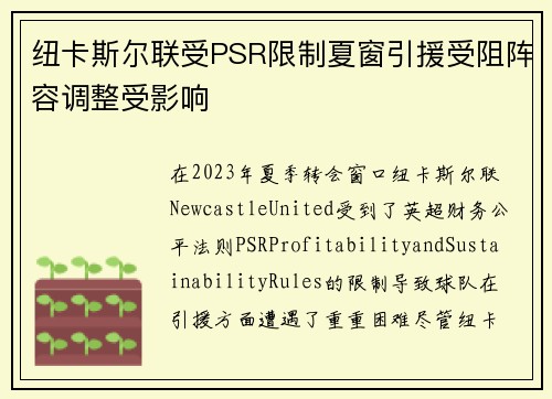 纽卡斯尔联受PSR限制夏窗引援受阻阵容调整受影响 纽卡斯尔联受PSR限制夏窗引援受阻阵容调整受影响